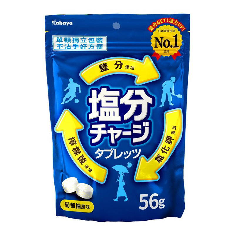 日本 kabaya 鹽錠 葡萄柚風味 56g/包 單顆包裝  鹽糖