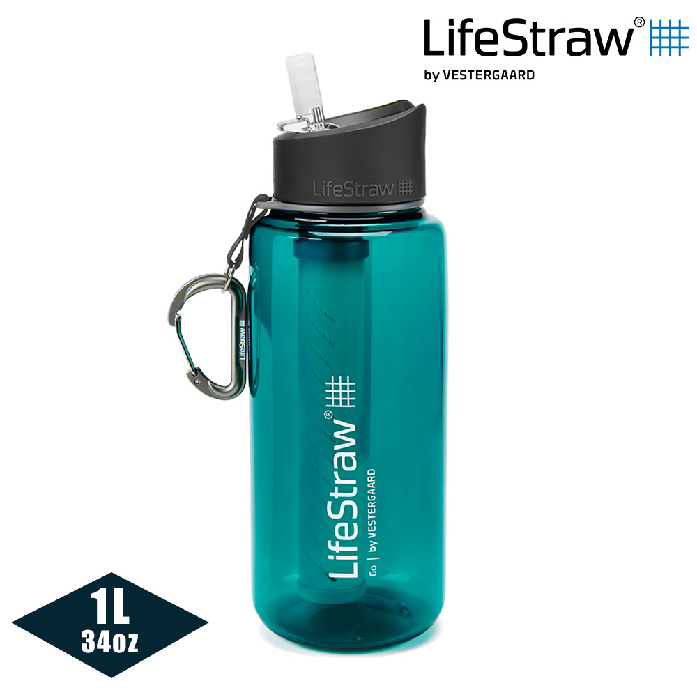 【LifeStraw 瑞士】Go 二段式過濾生命淨水瓶 1L｜藍綠色 (00402152)
