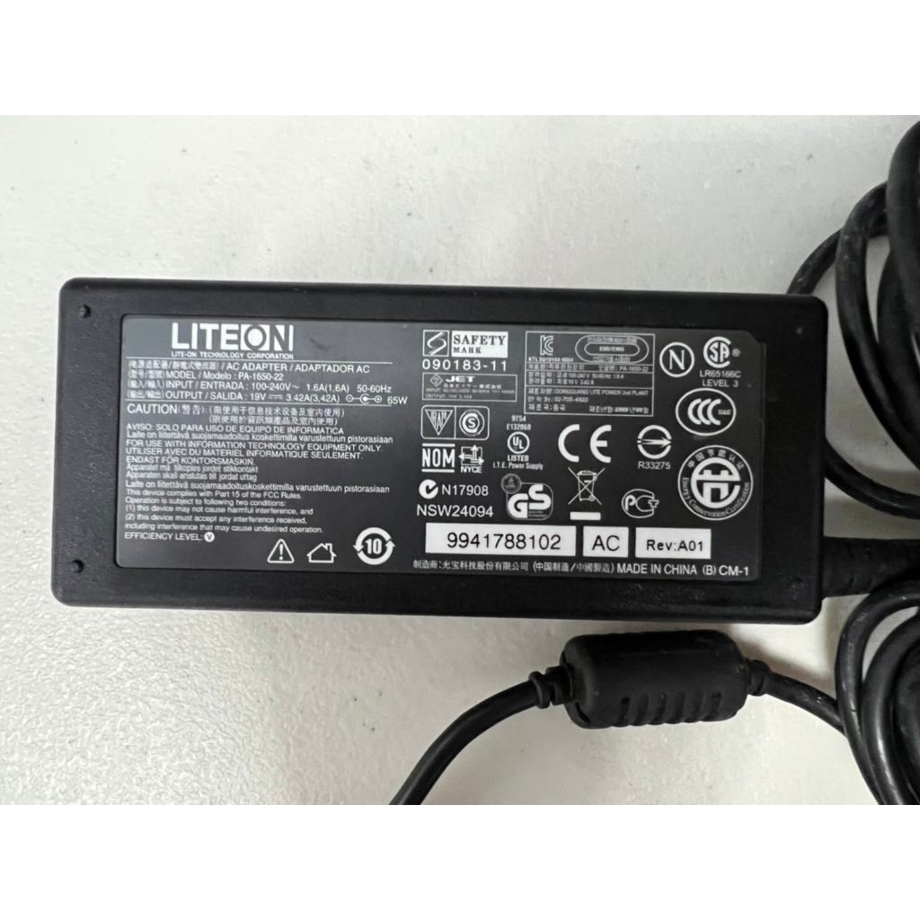 (良品)ACER 筆電 變壓器 光寶科技 LITEON PA-1650-22 19V 3.42A 65W