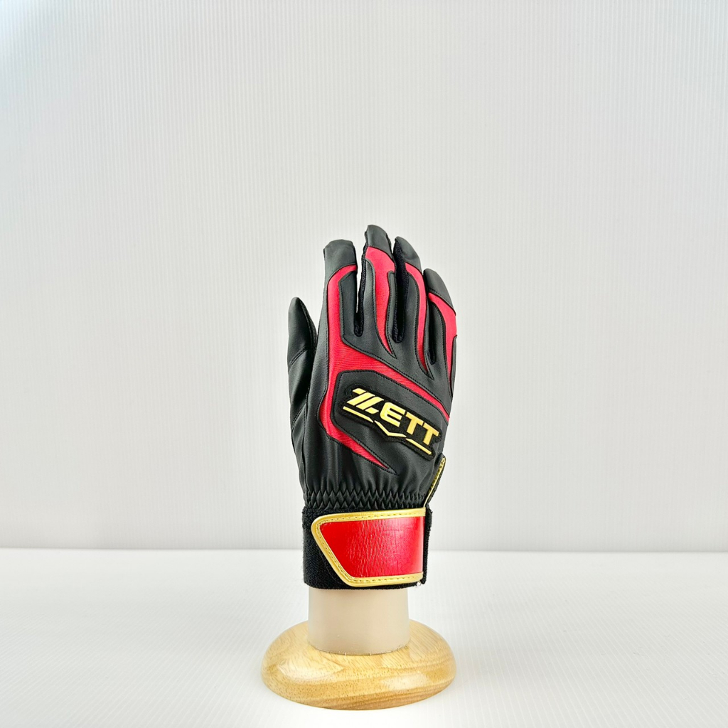 【大魯閣】ZETT 高級壓紋合成皮 打擊手套(雙) BBGT999 黑紅 尺寸可選