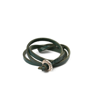 Moto - LBC-03 Leather Bracelet (Green) 手環 皮革手環 皮革手圈銀 印地安 銀飾
