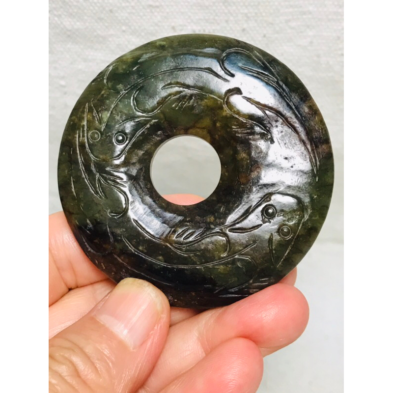 皮蛋青黑年糕玉（黑鬼）—瑞獸平安扣