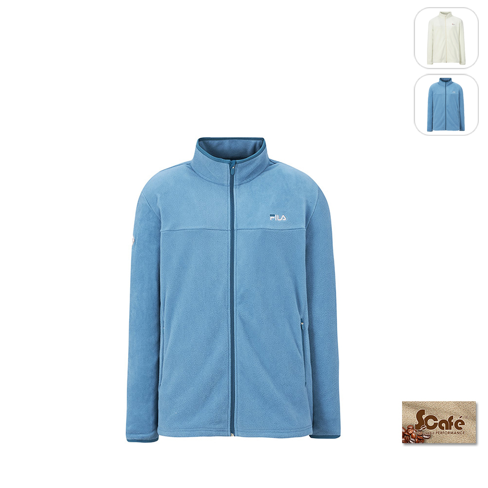【FILA】男性 吸濕排汗 針織外套-水藍 1JKW-5102-BU