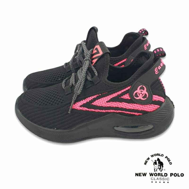 【米蘭鞋都】NEW WORLD POLO (女) 輕量 飛織 氣墊 運動鞋 透氣 緩震 3566 梅紅 另有黑灰色