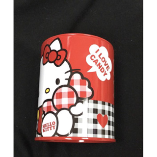 全新品 HELLO KITTY 凱蒂貓 圓形 存錢筒 馬口鐵 空鐵罐 撲滿 收藏 擺飾 置物盒 收納盒 紅色 可自取