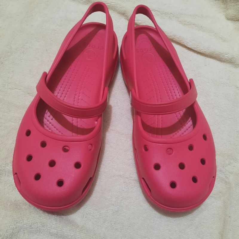 Crocs 卡駱馳 桃紅色 圓頭娃娃鞋 雨鞋 洞洞鞋202494-6X0