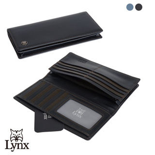 【Lynx】美國山貓nappa軟皮15卡內拉鍊長夾-藍/黑 透明窗/大口袋暗袋格層 LY16-2184