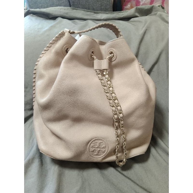時尚二手屋TORY BURCH 粉色水桶後背包