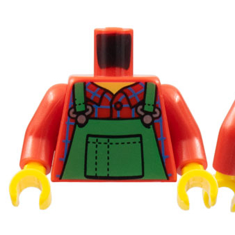 &lt;樂高人偶小舖&gt;正版LEGO 城市10-1 綠吊帶褲 農夫 紅色 綠色 身體 配件