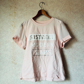 5th street 淡粉色字母短袖圓領T恤