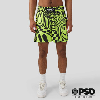 【PSD Underwear】SPORTSWEAR- 運動短褲-螢光笑臉-黃色