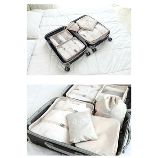 米色 DINIWELL 行李箱衣物整理袋 防水旅遊收納包 6件套裝 防水旅行收纳袋