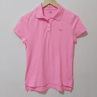 粉色棉質短袖polo衫