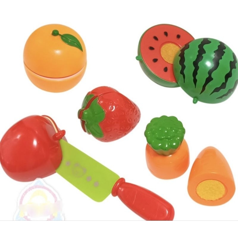 50698-2  蔬果切一切，(尺 寸：	物件5~13cm；6pcs)，材質：塑膠。(水果切一切，家家酒玩具。仿真蔬果)