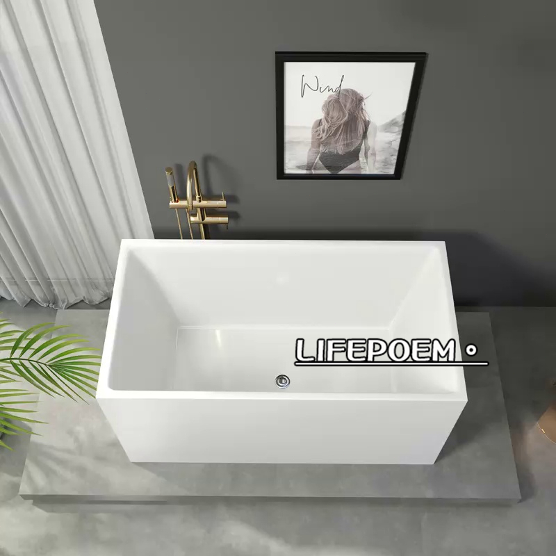 方形浴缸 浴盆 長方形浴缸 免安裝亞克力無縫一體加深可移動小戶型定制多尺寸小缸