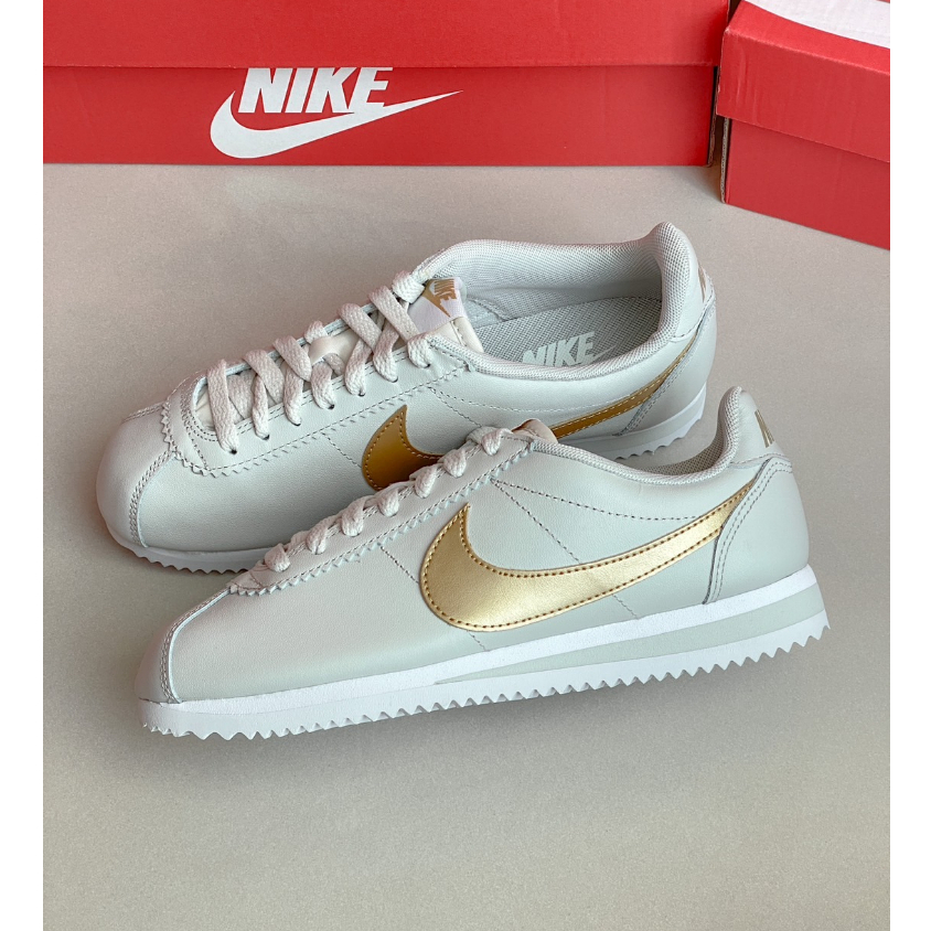 【CHII】零碼［23.5cm］Nike Cortez Leather灰色x金勾 皮革 阿甘鞋 807471-011