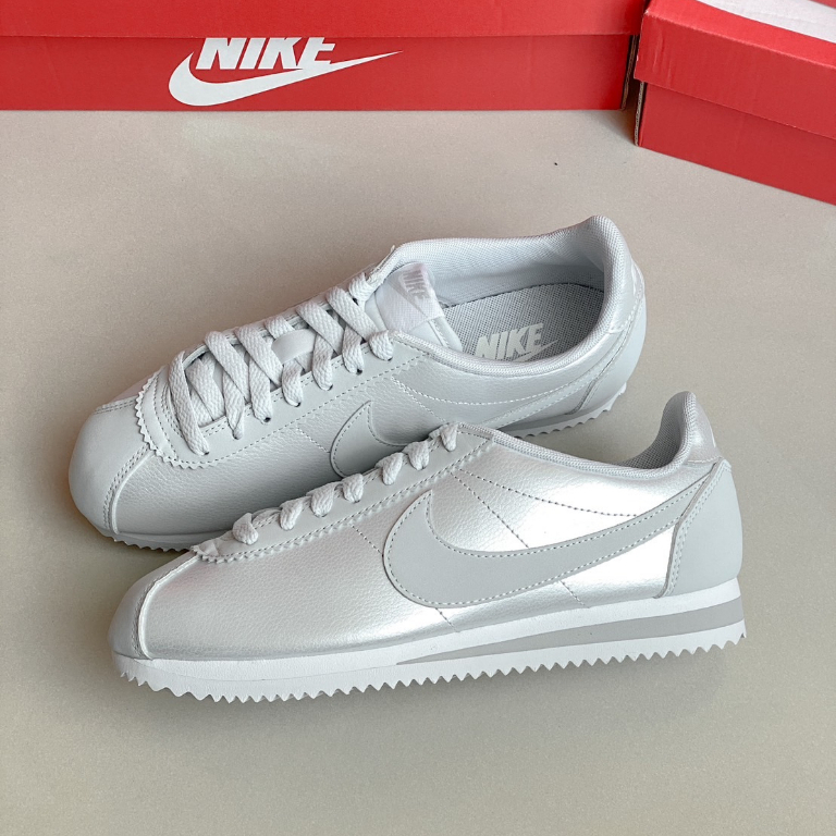 【CHII】零碼［24.5cm］(版型偏小適合24cm)Nike Cortez 銀色 皮革 阿甘鞋 807471-015