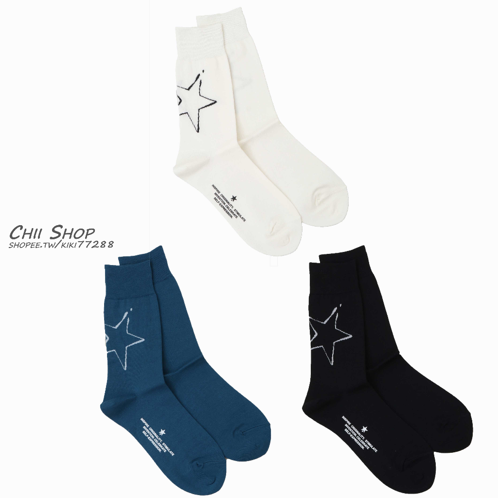 【CHII】日本限定 CONVERSE TOKYO BIG STAR★ PAINT SOX 手繪大星星 襪子 中筒襪