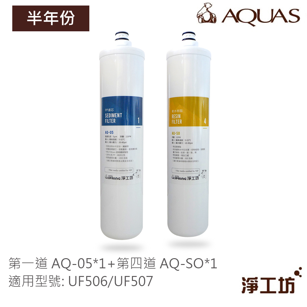 【AQUAS淨工坊】半年份替換濾芯 (UF506/UF507淨水器適用)