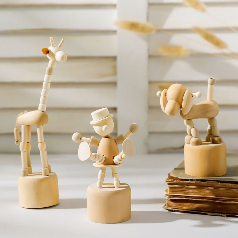 現貨 24H 出貨 小木偶桌上型擺飾 皮諾丘 長頸鹿 小狗 木製 禮品 公仔 玩具