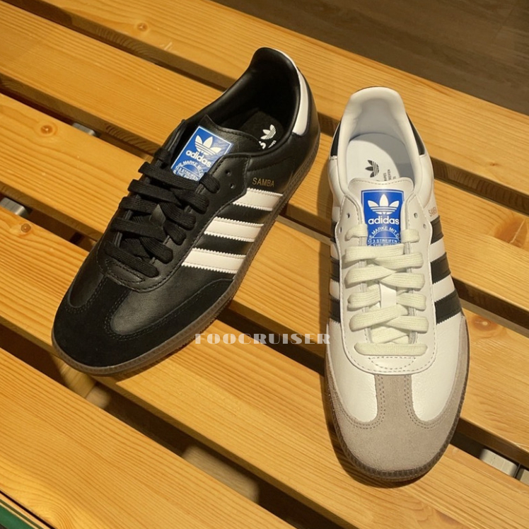 [ ADIDAS ] SAMBA OG 森巴 男女鞋 休閒鞋 經典 情侶鞋 復古 白黑 B75806 白藍 ID2055