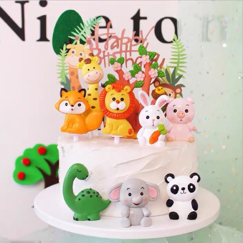 🍊橙子氣球🇹🇼現貨「動物蛋糕擺件」兔子 獅子 大象 週歲 動物 生日派對 公仔 蛋糕裝飾 蛋糕配件 烘培 蛋糕佈置