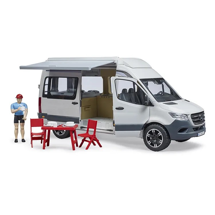 《正版》BRUDER 1:16 Cat賓士露營車(含人偶) 露營車 賓士大型汽車 兒童玩具 禮物RU2672