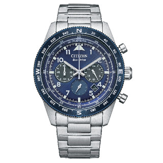 CITIZEN 星辰 CA4554-84L 七夕情人節推薦日期顯示 碼錶計時光動能時尚腕錶 藍面 43mm