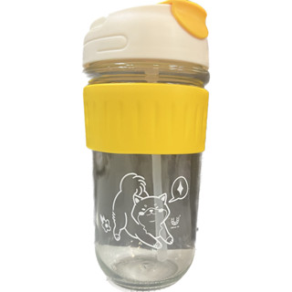 柴犬玻璃雙飲杯 兩邊開口 冷熱飲都可以 狗狗圖案 只有一個 全新品咖啡杯/茶杯/玻璃杯/北歐風兩用耐熱玻璃隨行杯