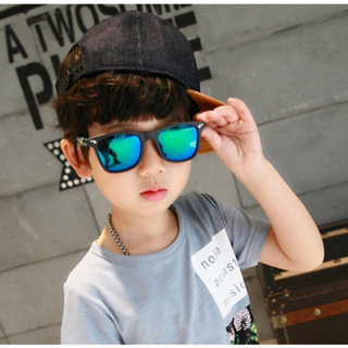 韓版時尚閃電鯊魚鏡腳印花反光兒童太陽眼鏡兒童墨鏡