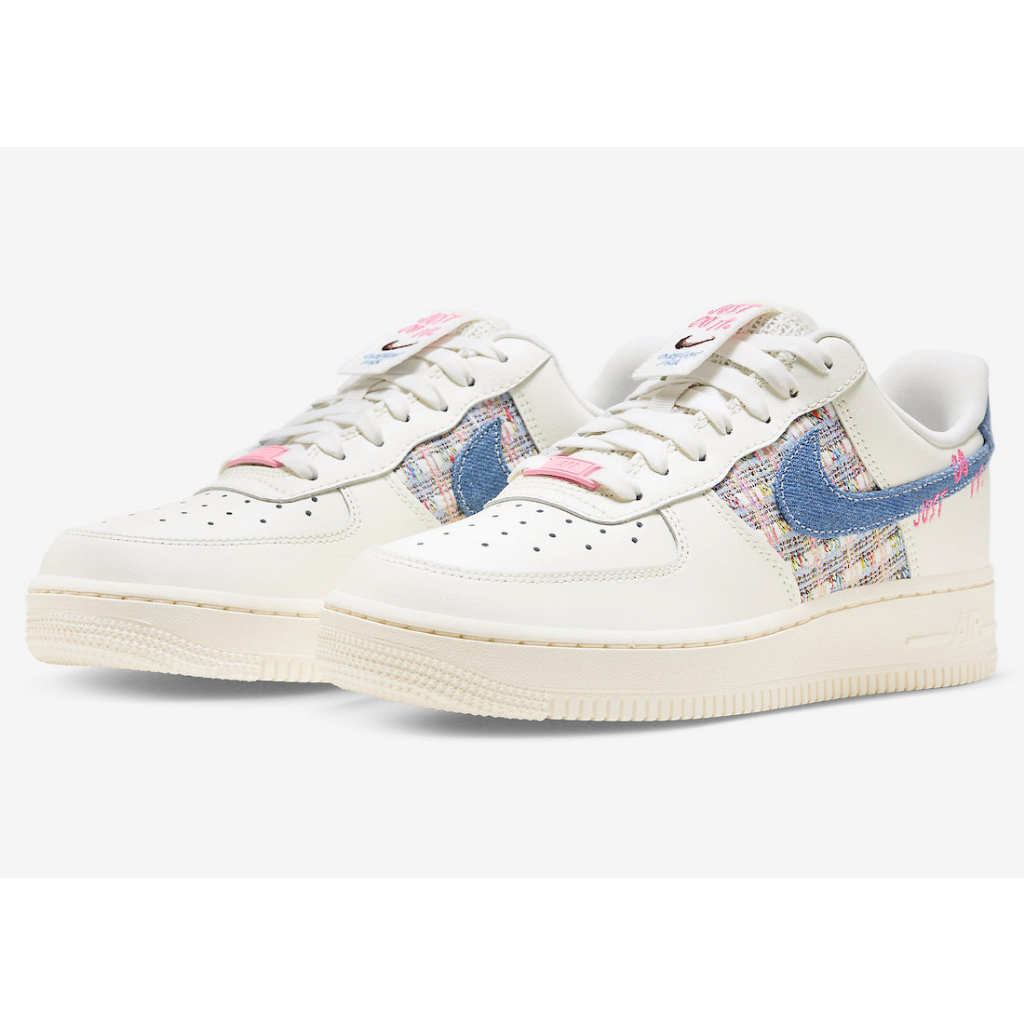 現貨 iShoes正品 Nike Air Force 1 07 女鞋 牛仔 編織 小香風 復古鞋 FJ7740-141