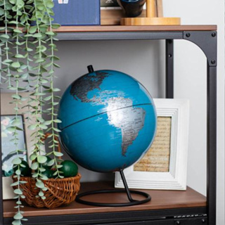 【SkyGlobe】10吋藍色O型霧黑鐵質底座地球儀《WUZ屋子》地圖 地球儀 教學 擺飾