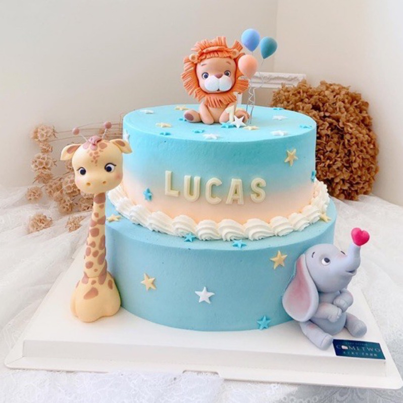 [COMETWO] 雙層蛋糕 動物蛋糕 週歲蛋糕 寶寶蛋糕 獅子 大象 長頸鹿 造型蛋糕 生日蛋糕 客製蛋糕 台中