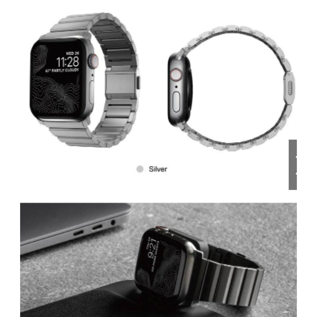 【全球限量】Nomad Apple Watch 49 45 44 42 mm 鈦金屬錶帶 銀