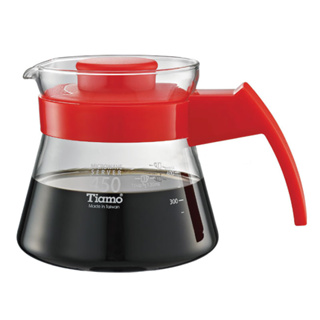 【TIAMO】玻璃咖啡壺弧型把手 通過SGS檢測/HG2210R(450cc/紅)|Tiamo品牌旗艦館