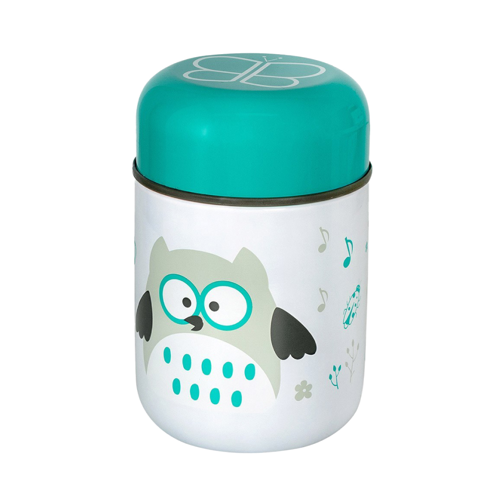 【馨力陽】加拿大bbluv-不鏽鋼食物保溫罐 (附折疊湯匙), 歡樂貓頭鷹