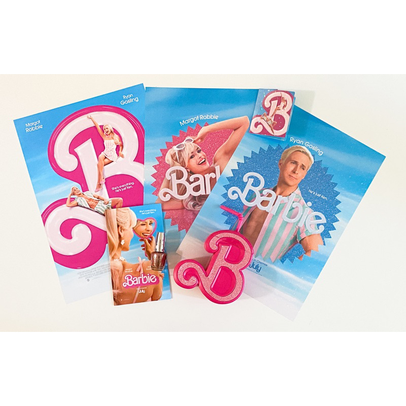 【玩具櫃】 Barbie  瑪格羅比 芭比電影 威秀 特別場 造型杯 海報 指甲油套組禮品