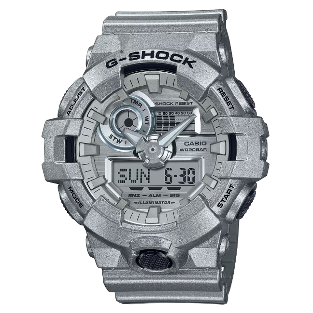 CASIO 卡西歐 G-SHOCK 科幻未來 金屬銀 雙顯錶 （GA-700FF-8A）