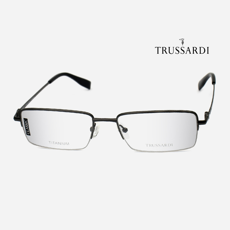 Trussardi VTR211F 杜魯薩迪眼鏡｜復古半框方形純鈦眼鏡 男生品牌眼鏡框【幸子眼鏡】