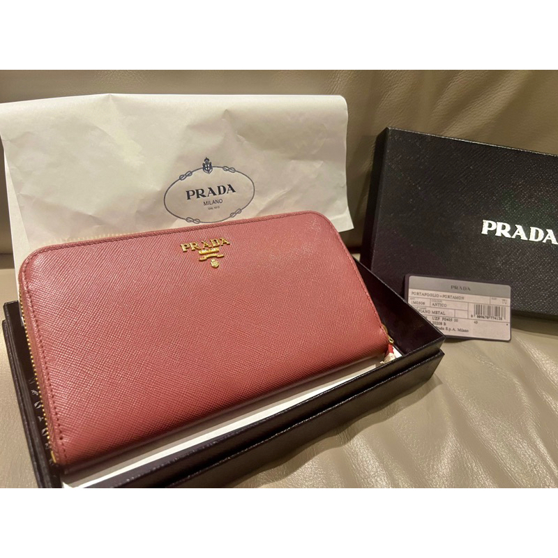 Prada SAFFIANO 長夾（乾燥玫瑰色）