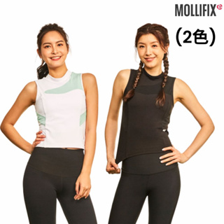 Mollifix 瑪莉菲絲 小高領修身BRA TOP_2色 (黑/白)、瑜珈服、無鋼圈、運動內衣