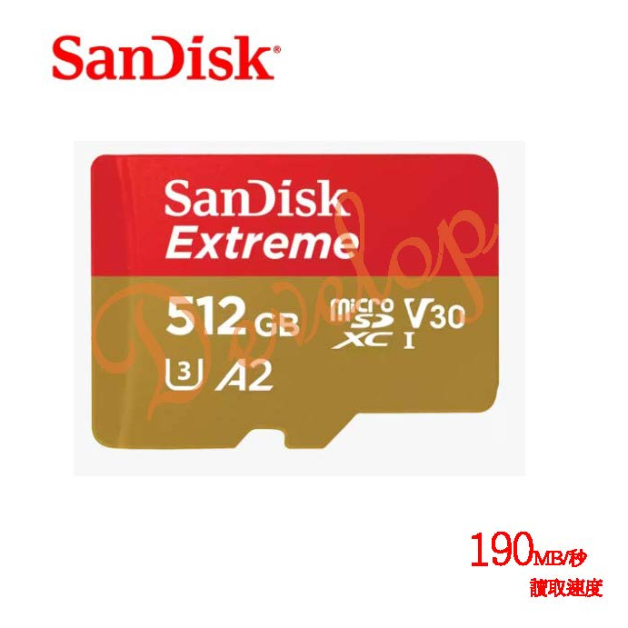 SanDisk Extreme microSDXC UHS-I (V30)(A2) 512GB(公司貨)