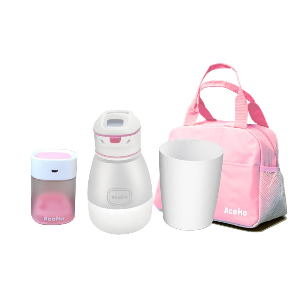 AcoMo粉色旅行包+PS3代90秒奶瓶殺菌器+2分鐘奶嘴殺菌器