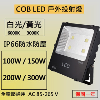 【火速發貨】LED 戶外投射燈 100W 150W 200W 300W 【IP66】臺灣現貨 投光燈 COB/SMD款