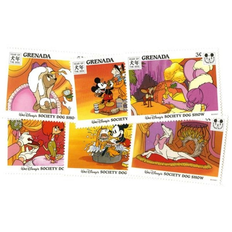 Walt Disney 迪士尼1994 狗年紀念郵票 6張組