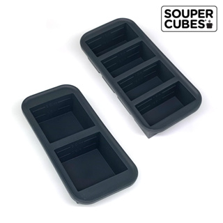 官方直營【Souper Cubes】多功能食品級矽膠保鮮盒_曜石灰2件組(2格+4格)