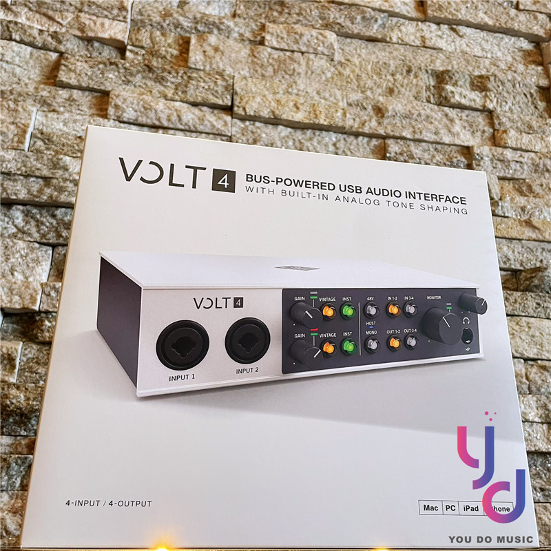 『頂級系列錄音卡』贈錄音軟體/線材 Universal Audio Volt 4 專業級 錄音卡 錄音介面 聲卡