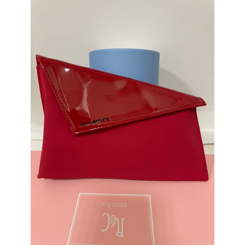 [※全新] shu uemura植村秀拼接化妝包 紅色 收納包 彩妝包 旅遊包 刷具包 美妝包 隨身包