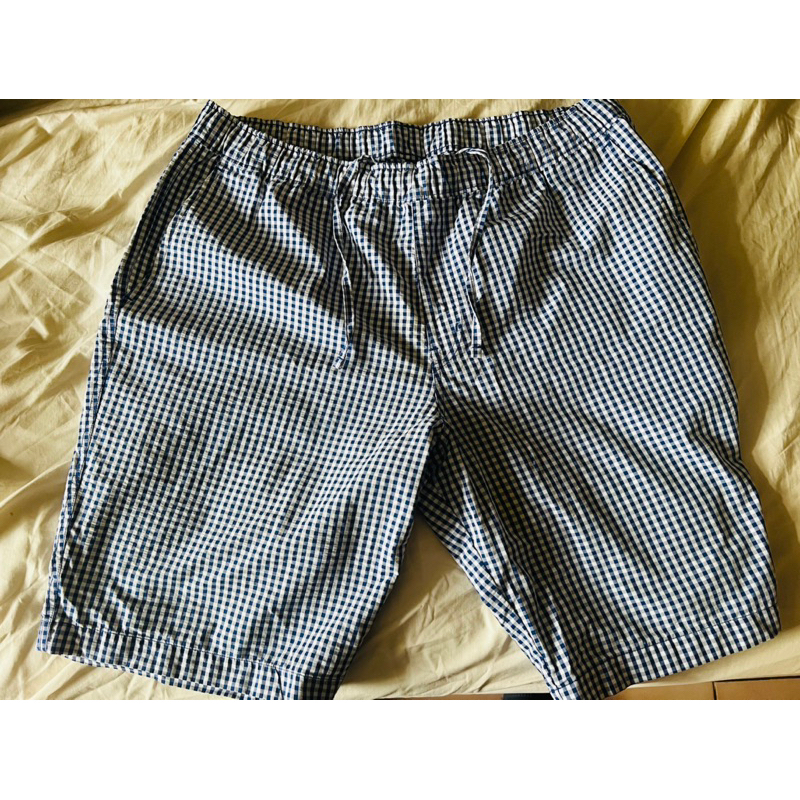 售Uniqlo海灘短褲 千鳥格紋藍 XL