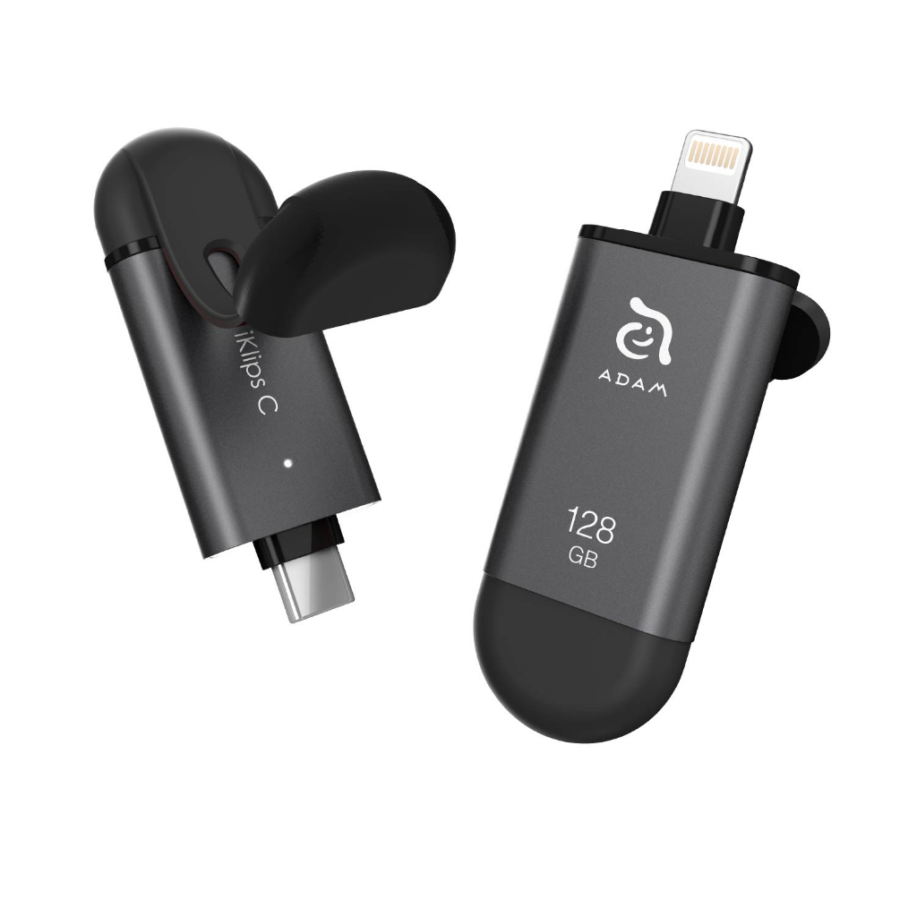 亞果iKlips C 雙向Lightning／USB-C隨身碟 128G 灰色 - APPLE裝置專用